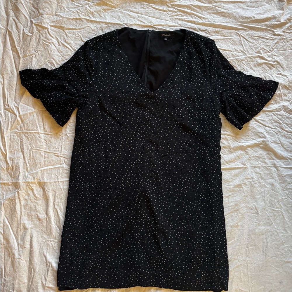 Madewell Mini Black Dress with White Dots Size 10